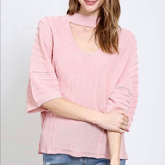 NWT Blush pink choker sweater size medium - Picture 1 of 2
